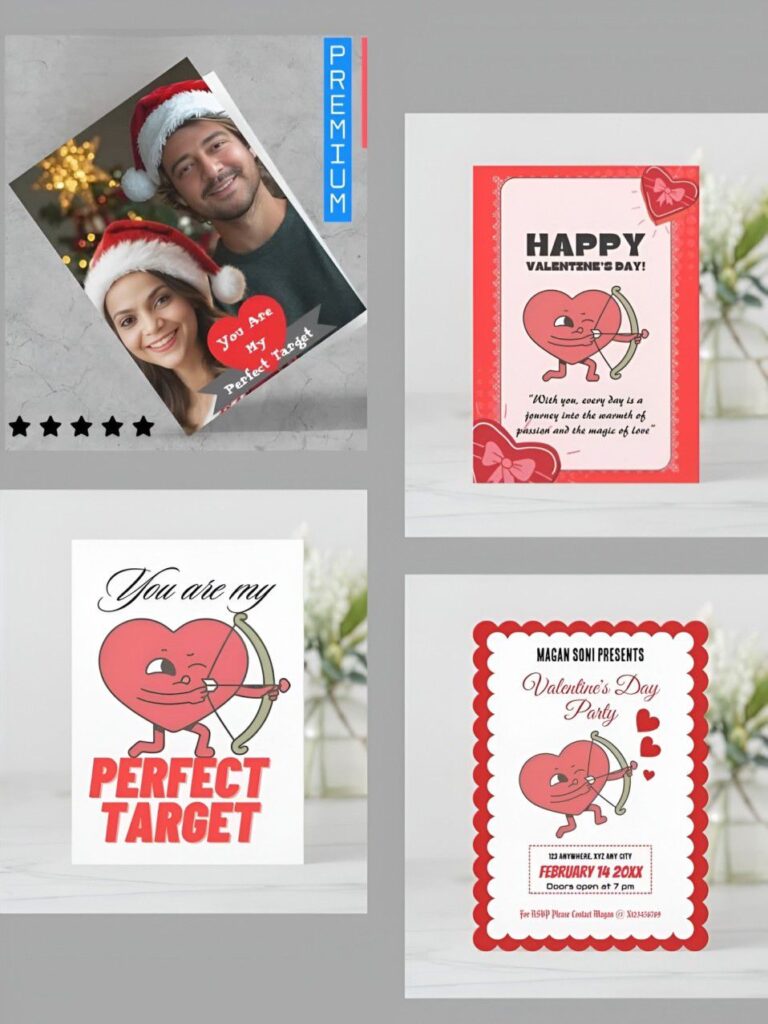 Valentine’s Day holiday invitation and greeting card with cute heart design from Dirty Fever