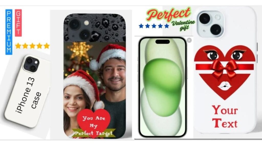 Valentine’s Day iPhone case with cute heart design and personalized photo option by Dirty Fever