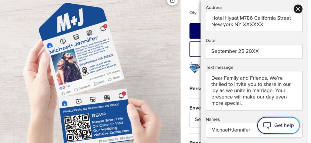 Facebook Theme Wedding Invitation Customized Easily