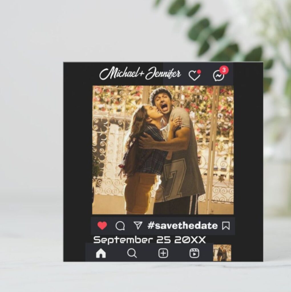 Instagram themed photo QR Zazzle save the date card personalized for wedding