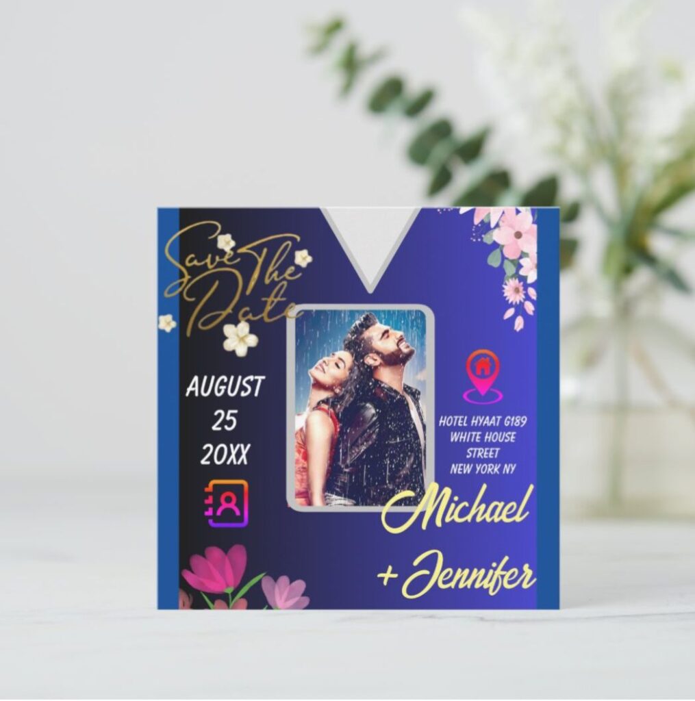 Modern floral photo QR Zazzle save the date card for romantic wedding