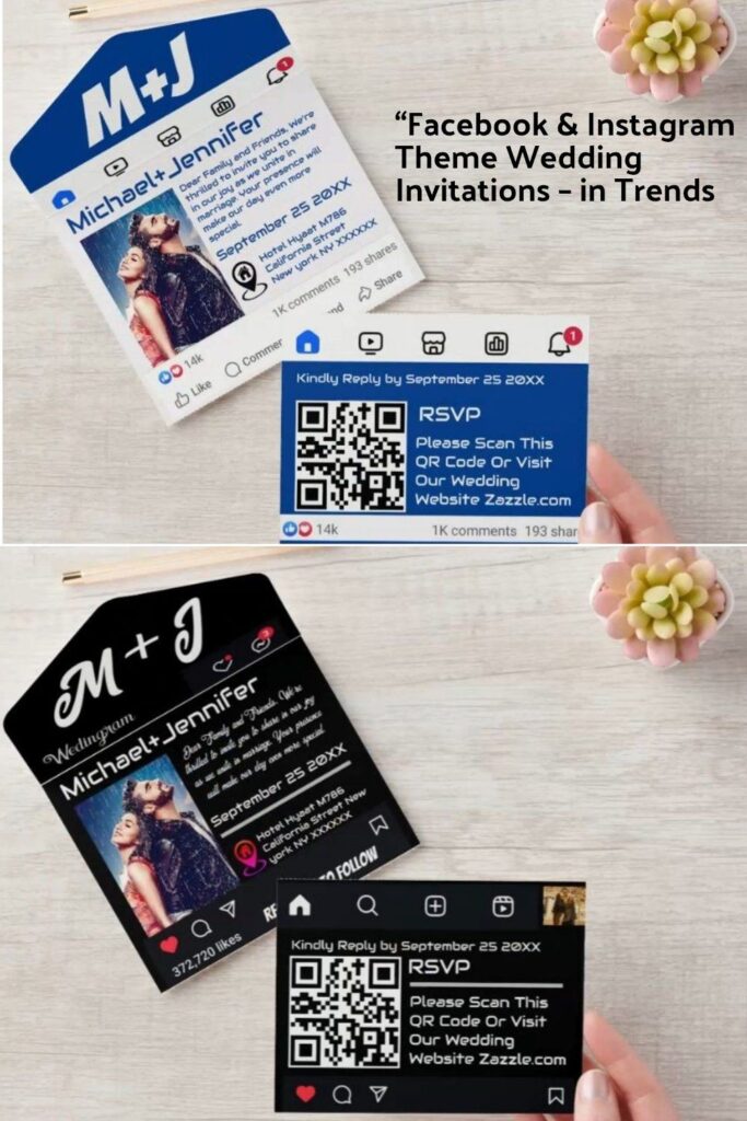 Facebook & Instagram theme wedding invitations