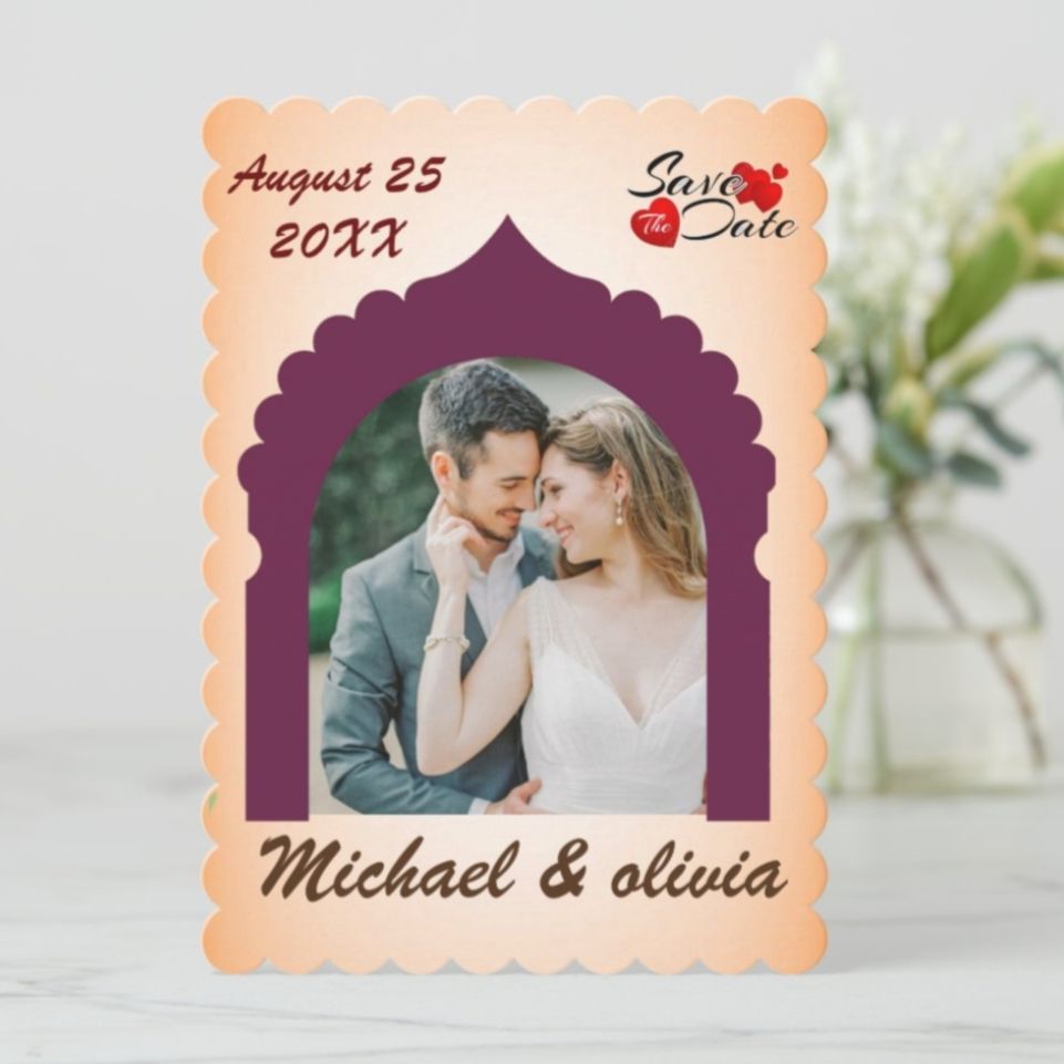 Modern Elegant Custom Photo Save the Date Card