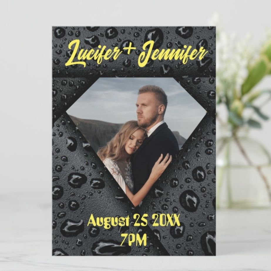 Golden Diamond Custom Photo Save the Date Card