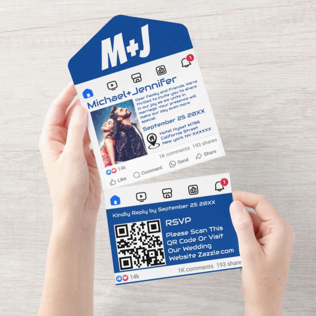 Facebook Theme All in one wedding invitation card