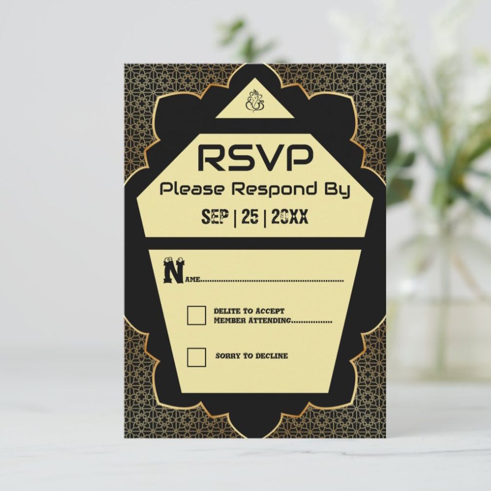 Elegant Gothic Black and Gold Response Card