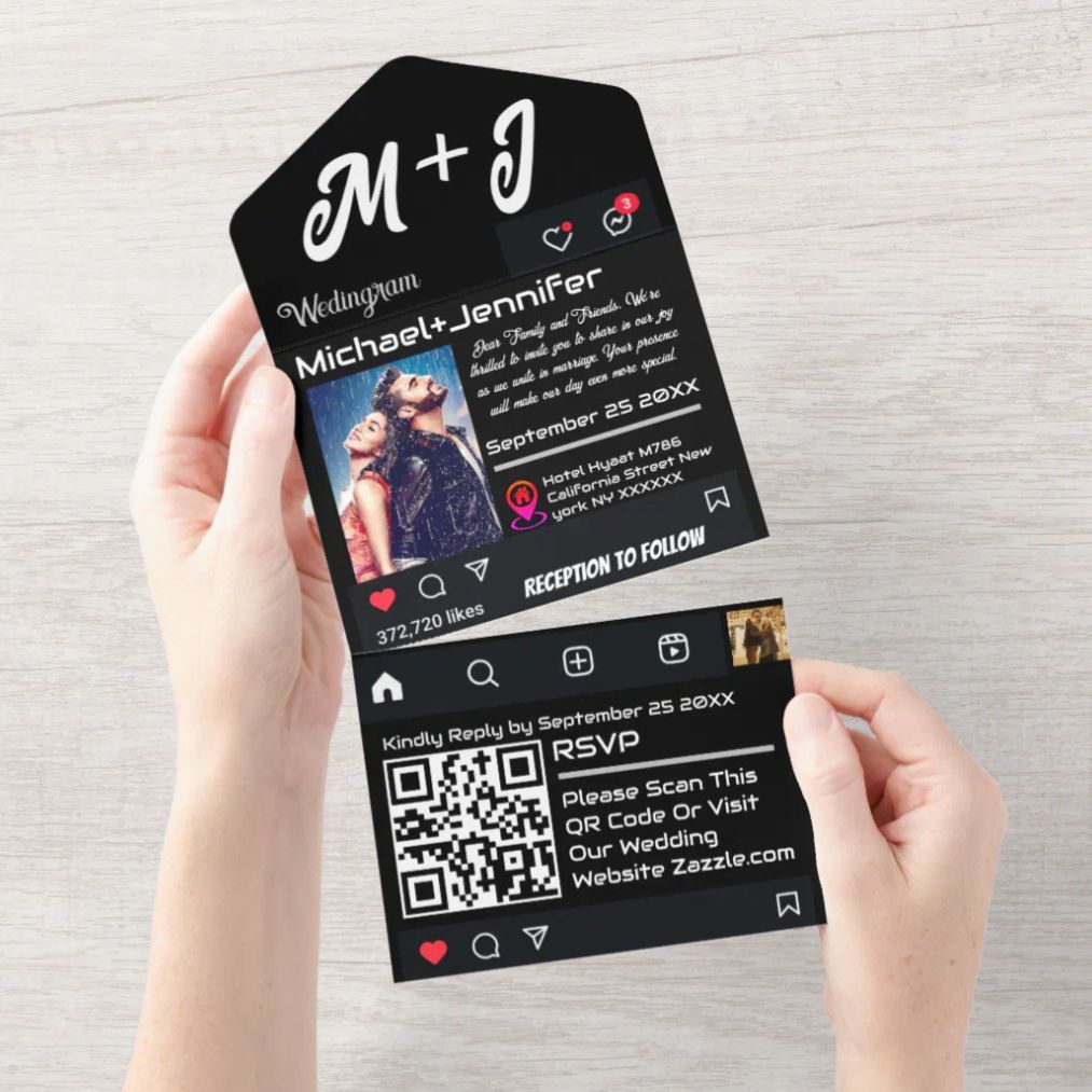 All in one instagram theme wedding invitation card