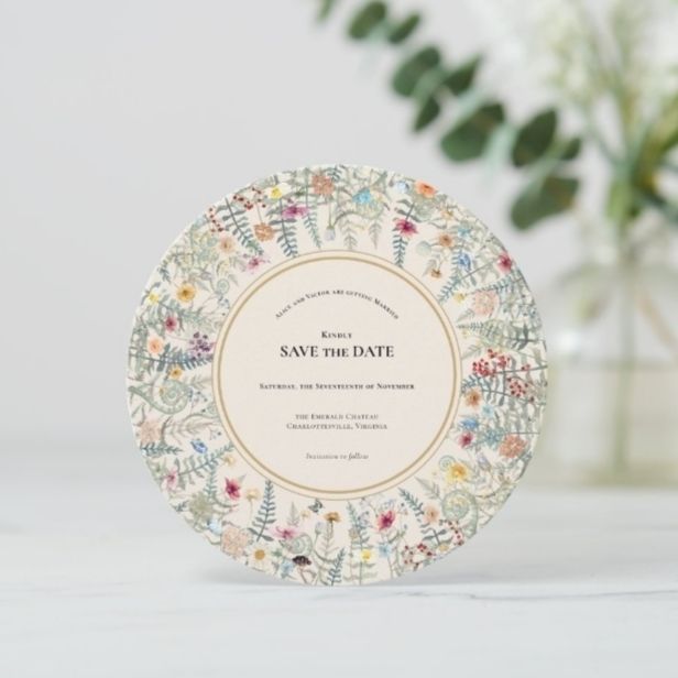 luxury floral round save the date cards elegant wedding invitation design