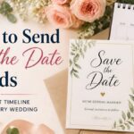 When to send save the date card with calendar showing wedding timeline planning