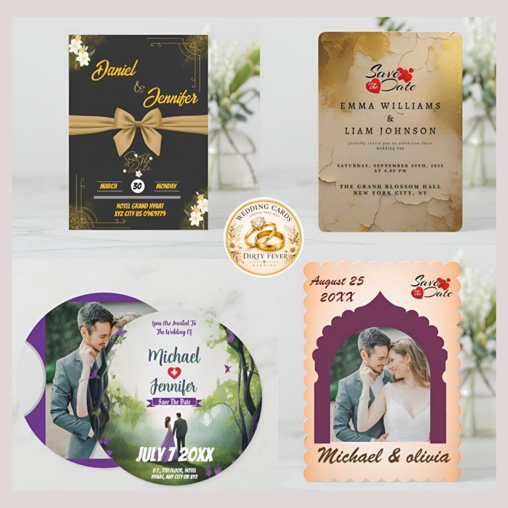 Collection of modern save the date wedding card designs with luxury, photo, and vintage styles
