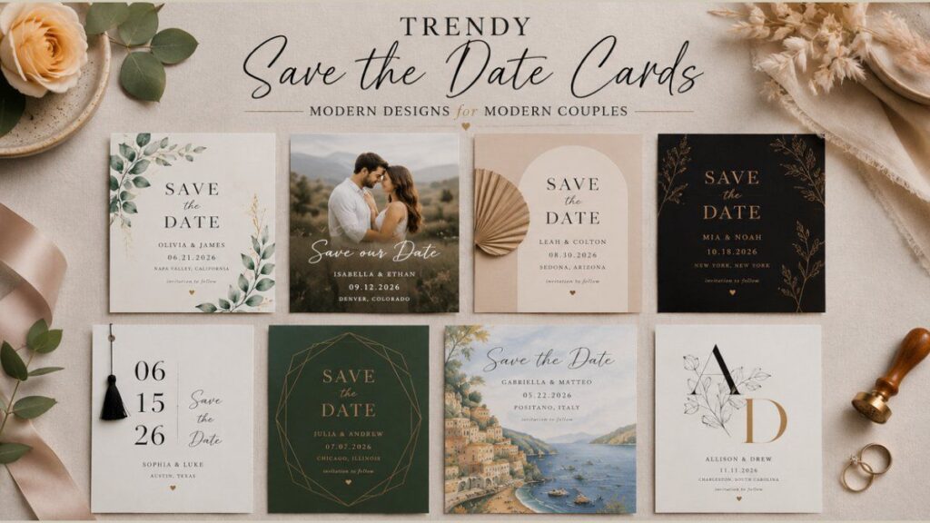 Trendy save the date card designs for modern weddings