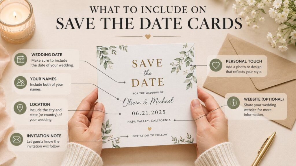 Essential details to include on save the date cards for weddings