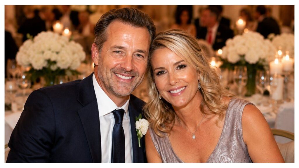 Happy mature couple smiling together at an elegant wedding event, representing save the date wording examples and wedding announcement inspiration.